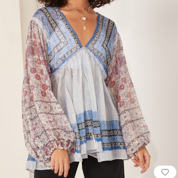 Free People Aliyah Printed Tunic Top Large - Picture 2 of 13